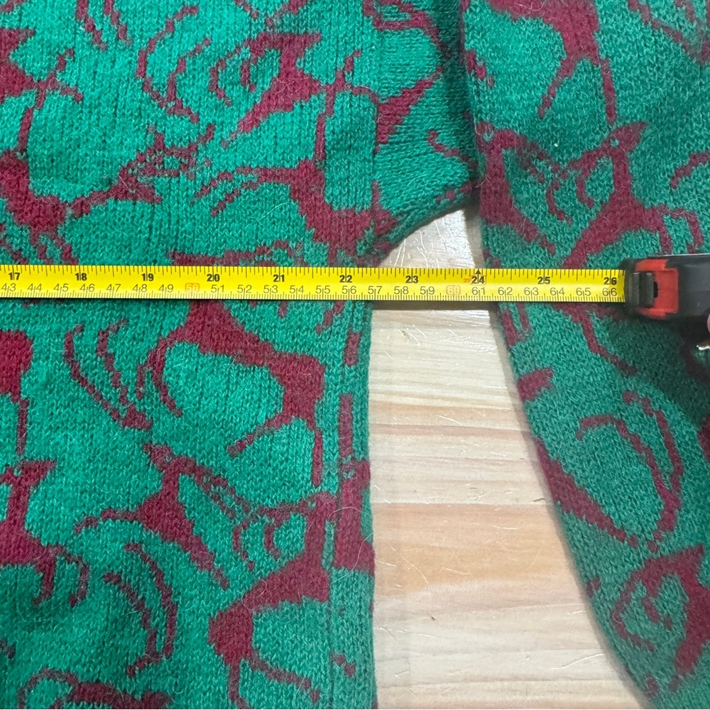 Holiday Thick Sweater MENS sz Medium Green Red Deer Reindeer pattern Wool Blend - Picture 5 of 6
